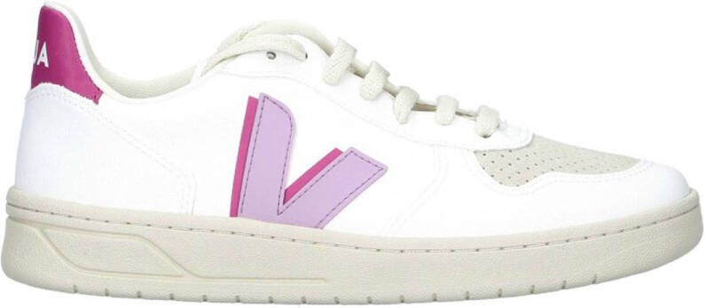 Veja V-10 leren sneakers wit lila