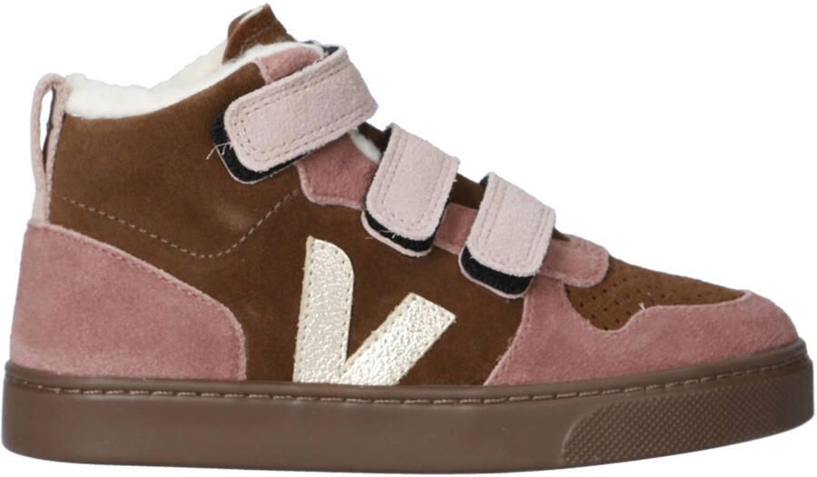Veja Small V-10 Mid gevoerde suède sneakers aubergine roze