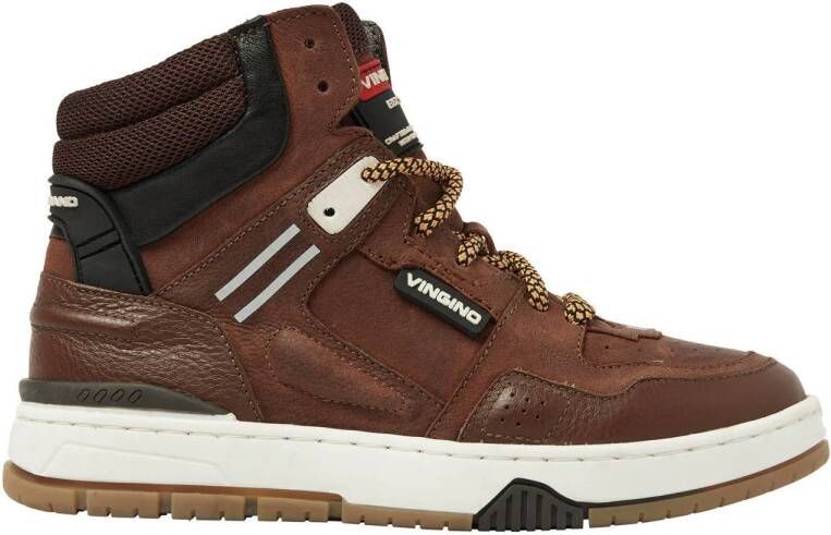 Vingino Brad Mid Sneakers Leren Sneaker Jongens Bruin