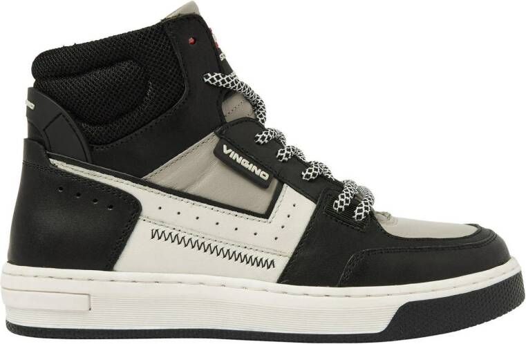 Vingino Duncan Mid leren sneakers zwart