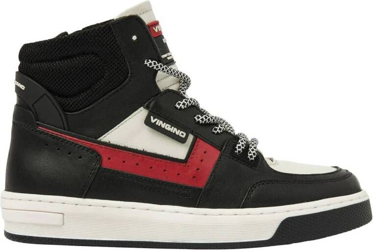 Vingino Duncan Mid Sneakers Leren Sneaker Jongens Zwart