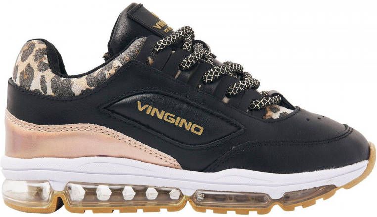 Vingino Fenna 2 leren sneakers zwart roségoud