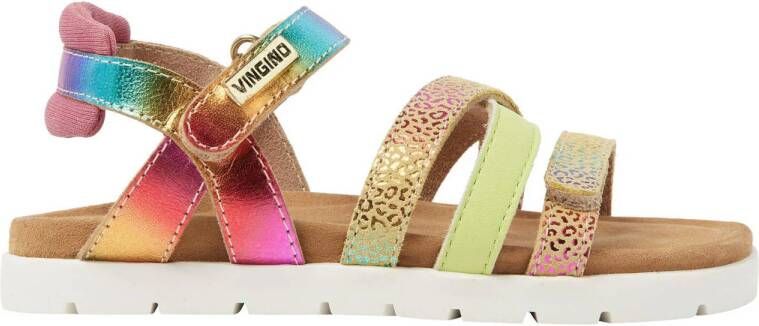 Vingino Florence leren sandalen roze multi