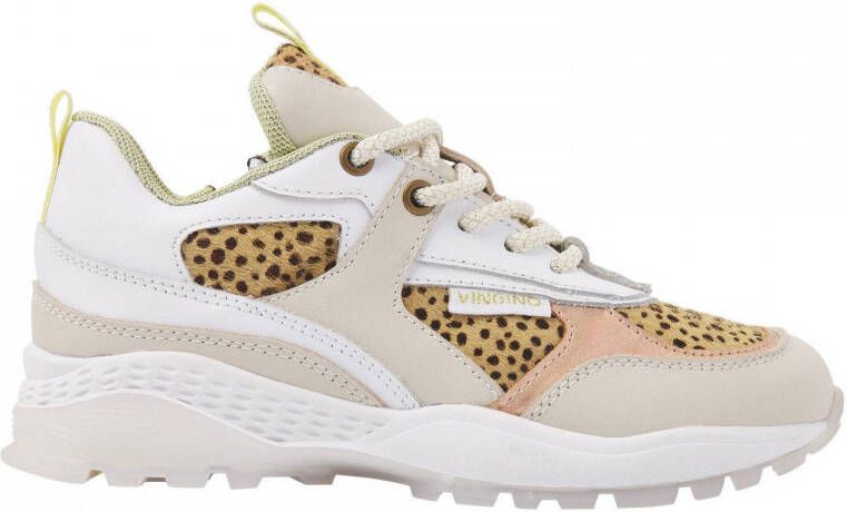 Vingino Mandy II leren sneakers met dierenprint beige multi