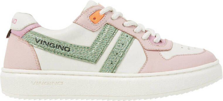 VINGINO Odette Low leren sneakers wit lichtroze lichtgroen Meisjes Leer 29