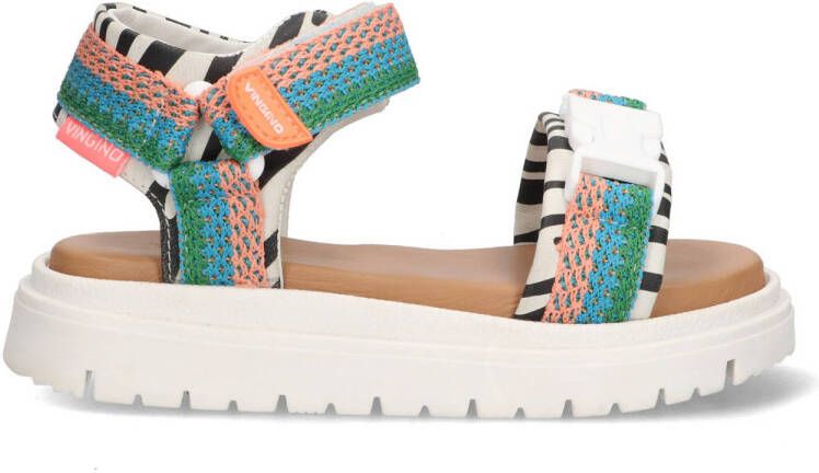 Vingino VIN825405-528 Meisjes Platte Sandalen Blauw Leer Klittenband