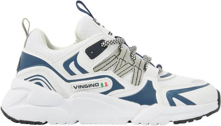 Vingino Stef chunky leren sneakers wit blauw