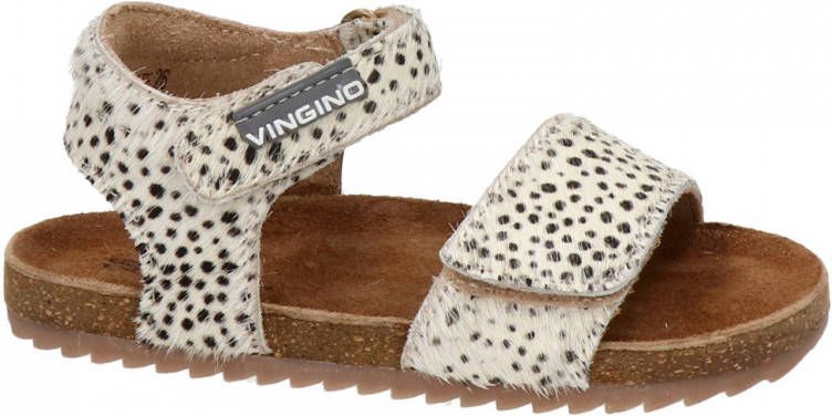 Vingino Tavi leren sandalen met dierenprint ecru