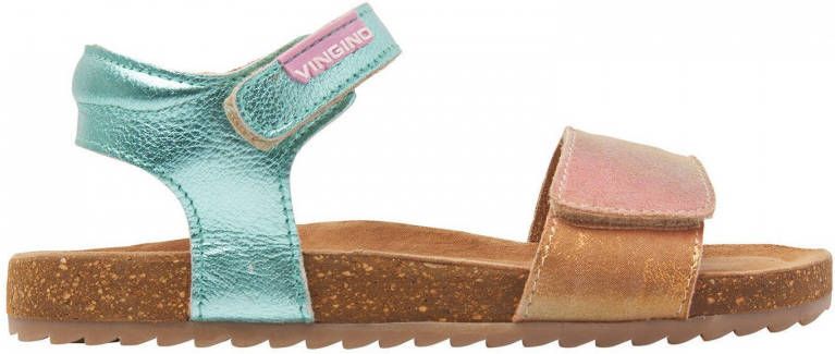 Vingino Tavi leren sandalen metallic blauw