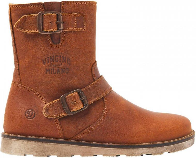 VINGINO Travis leren enkelboots cognac Bruin Jongens Leer Effen 31