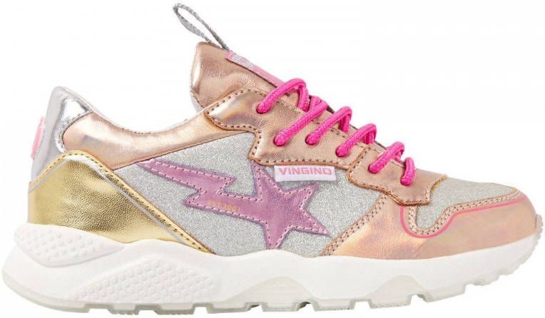 Vingino Zetta sneakers met glitters roségoud metallic