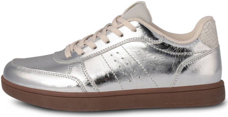 Woden Zilver Metallic Leren Sneaker Gray Heren