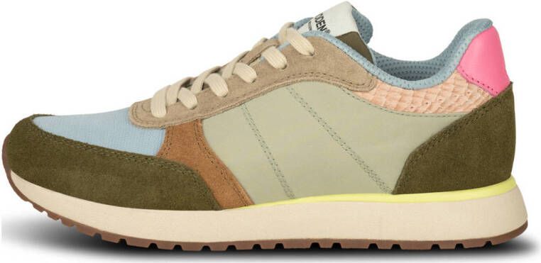 Woden Kleur-geblokkeerde leren sneakers met kurkzool Multicolor Dames