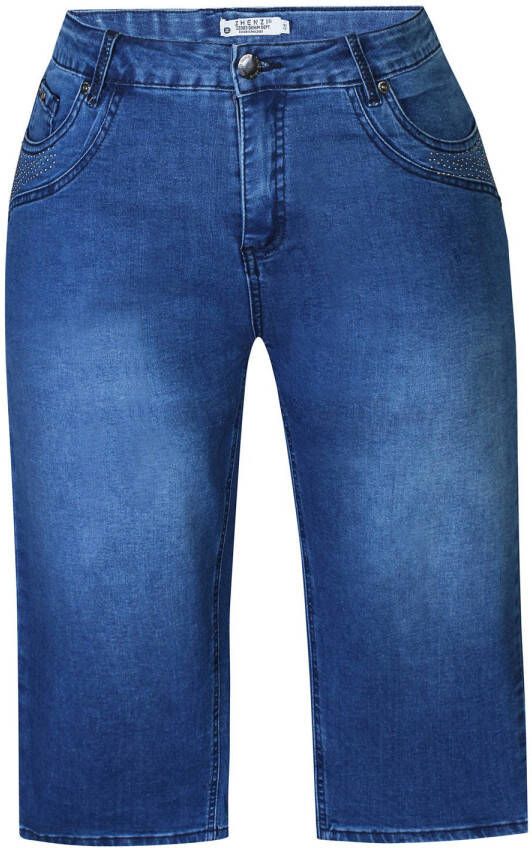 Zhenzi high waist slim fit short medium blue denim