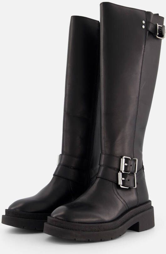 Ann Rocks hoge Biker boots zwart Leer