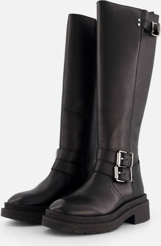 Ann Rocks hoge Biker boots zwart Leer