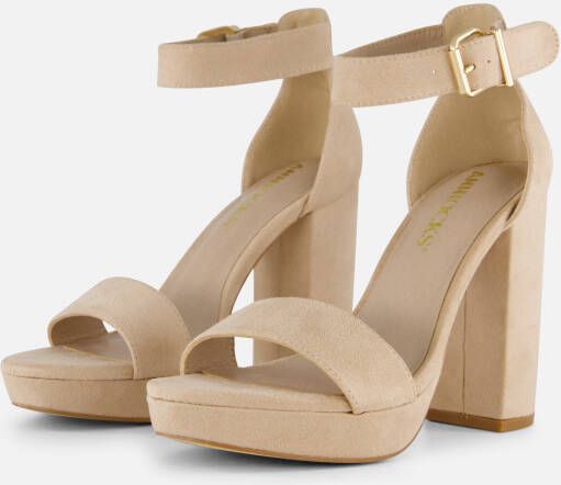 Ann Rocks Sandalen met hak beige Textiel