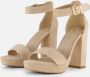 Ann Rocks Sandalen met hak beige Textiel - Thumbnail 1