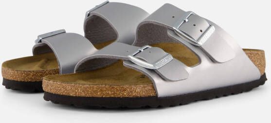 Birkenstock Arizona Slippers zilver Imitatieleer