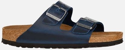 Birkenstock Blauwe Leren Sliders voor Blue