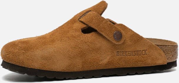 Birkenstock Boston SFB Mink narrow Veloursleder Suede Dames Pantoffels Mink