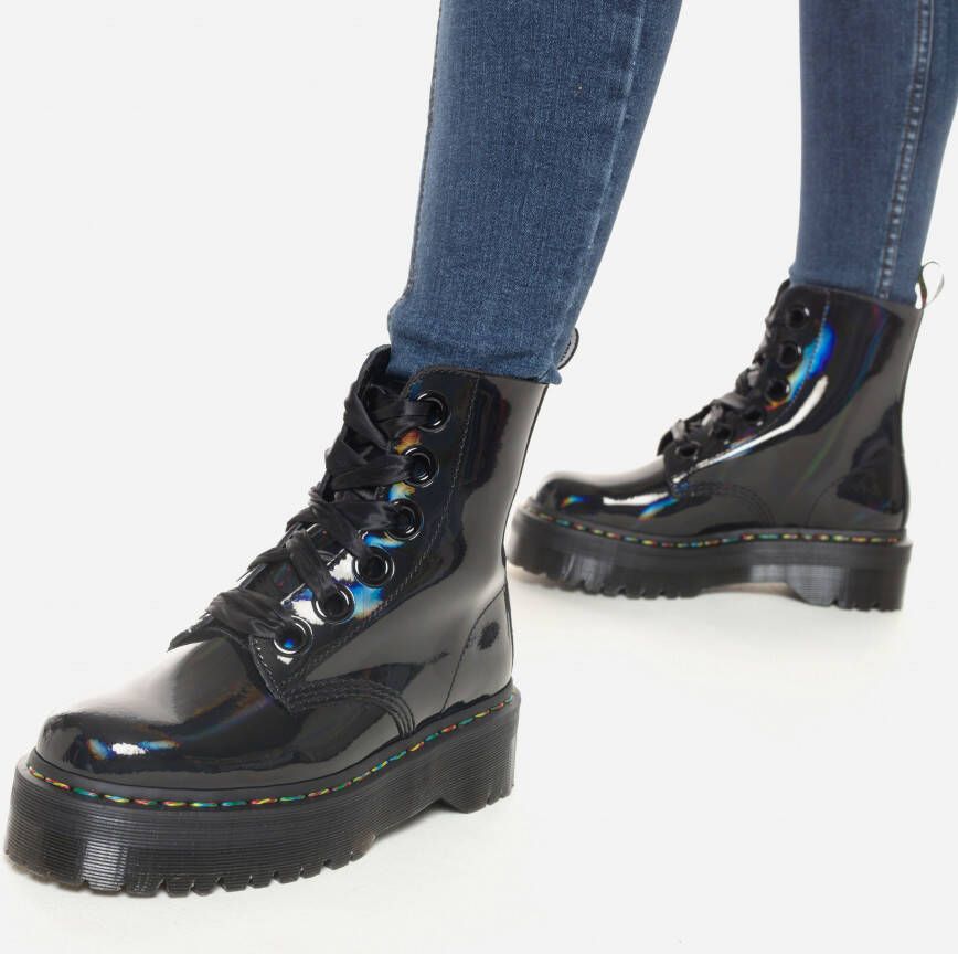 Dr. Martens Molly Rainbow veterboots zwart lak