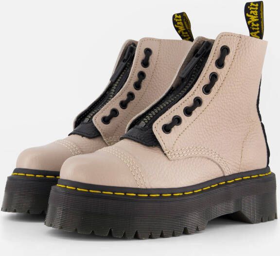 Dr. Martens Zwarte dameslaarzen met verwijderbare rits en gele stiksels Beige Dames