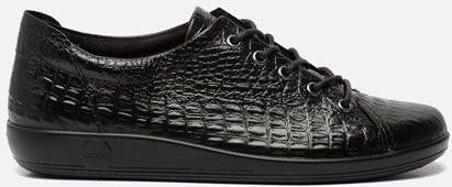 ECCO Soft Classic dames veterschoenen crocoprint Zwart Echt leer Uitneembare zool