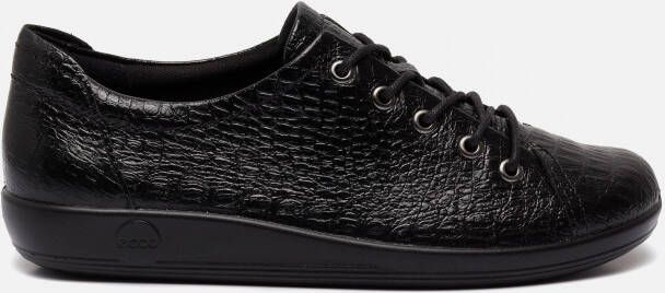 ECCO Soft Classic dames veterschoenen crocoprint Zwart Echt leer Uitneembare zool