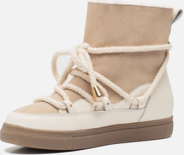 Ann Rocks Enkellaarsjes bont beige Suede