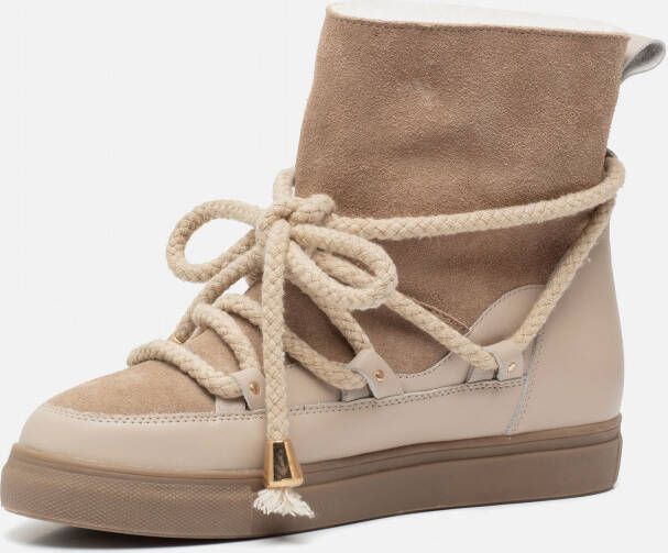 Ann Rocks Enkellaarsjes bont taupe Suede