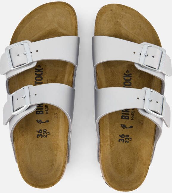 Birkenstock Arizona Slippers zilver Imitatieleer