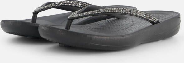 FitFlop iQushion Sparkle Slippers zwart Textiel