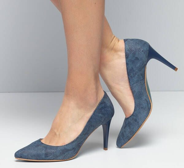 Giulia Pumps blauw slangenprint Imitatieleer