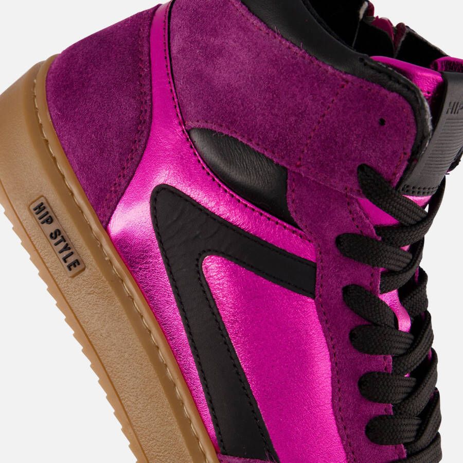 Hip hoge sneakers metallic roze