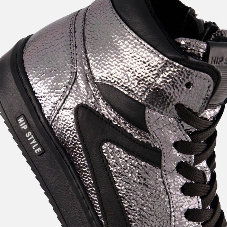 Hip hoge sneakers metallic zilver