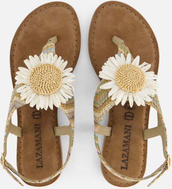 Lazamani Sandalen Flower beige Leer