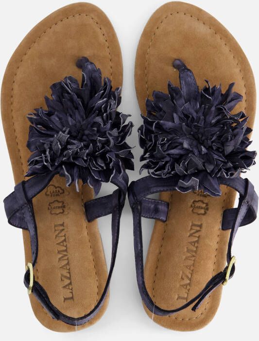 Lazamani Sandalen Flower zwart Leer