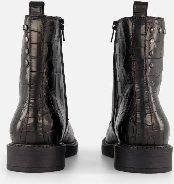 Linea Zeta Croco Veterboots zwart Leer