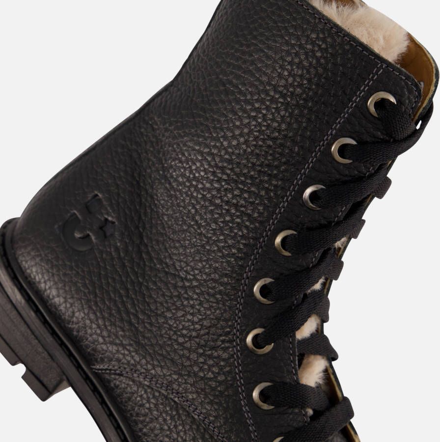 Muyters Veterboots Fur zwart Leer