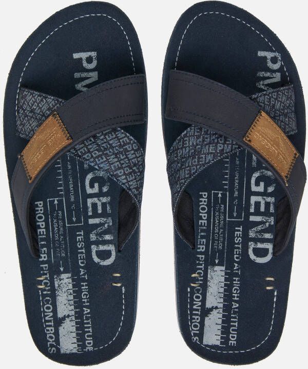 PME Legend Haig Slippers blauw Imitatieleer