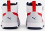 Puma Rebound V6 Mid sneakers lichtgrijs zwart rood Jongens Meisjes Imitatieleer 28 - Thumbnail 7