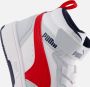 Puma Rebound V6 Mid sneakers lichtgrijs zwart rood Jongens Meisjes Imitatieleer 28 - Thumbnail 10