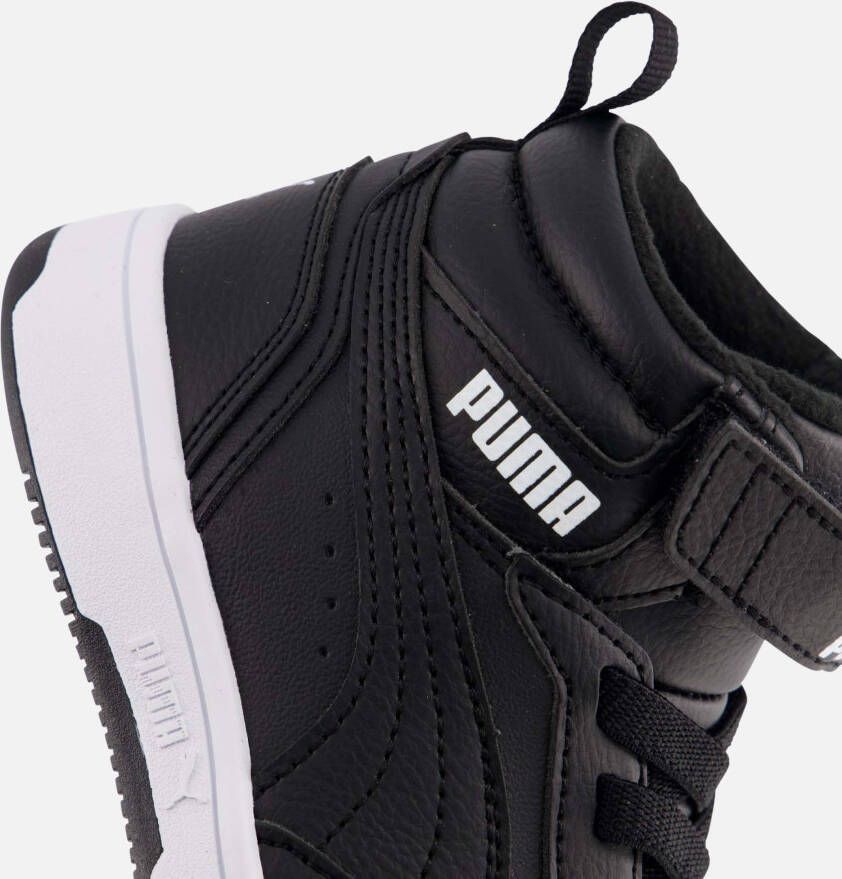 Puma Rebound v6 Mid Sneakers zwart Imitatieleer