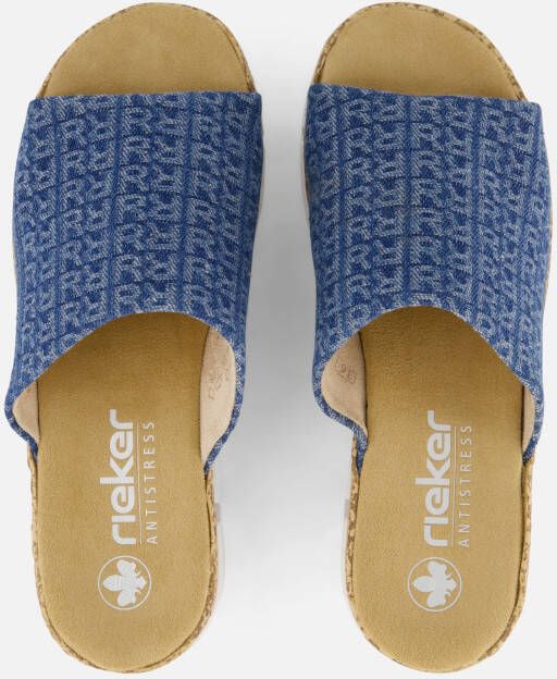 Rieker Slippers blauw Textiel