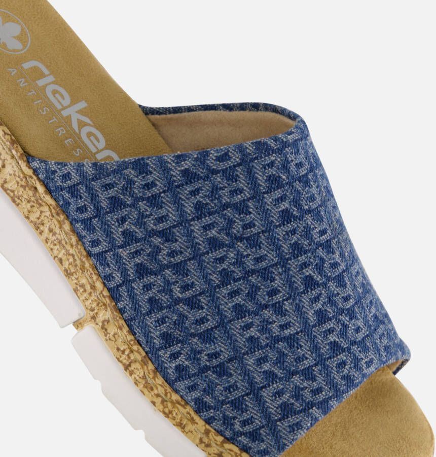 Rieker Slippers blauw Textiel