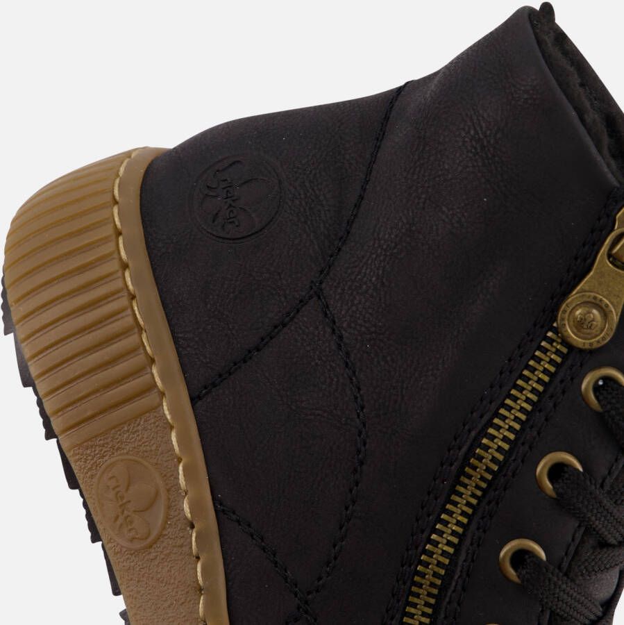 Rieker Veterboots zwart Nubuck