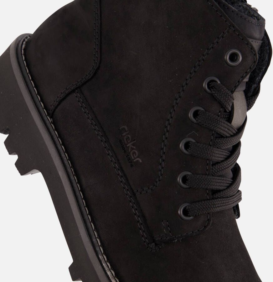 Rieker Veterboots zwart Nubuck