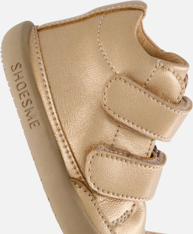 Shoesme leren lopen schoenen met velcro goud