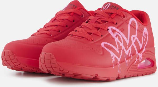 Skechers Uno Dripping Heart rood Synthetisch